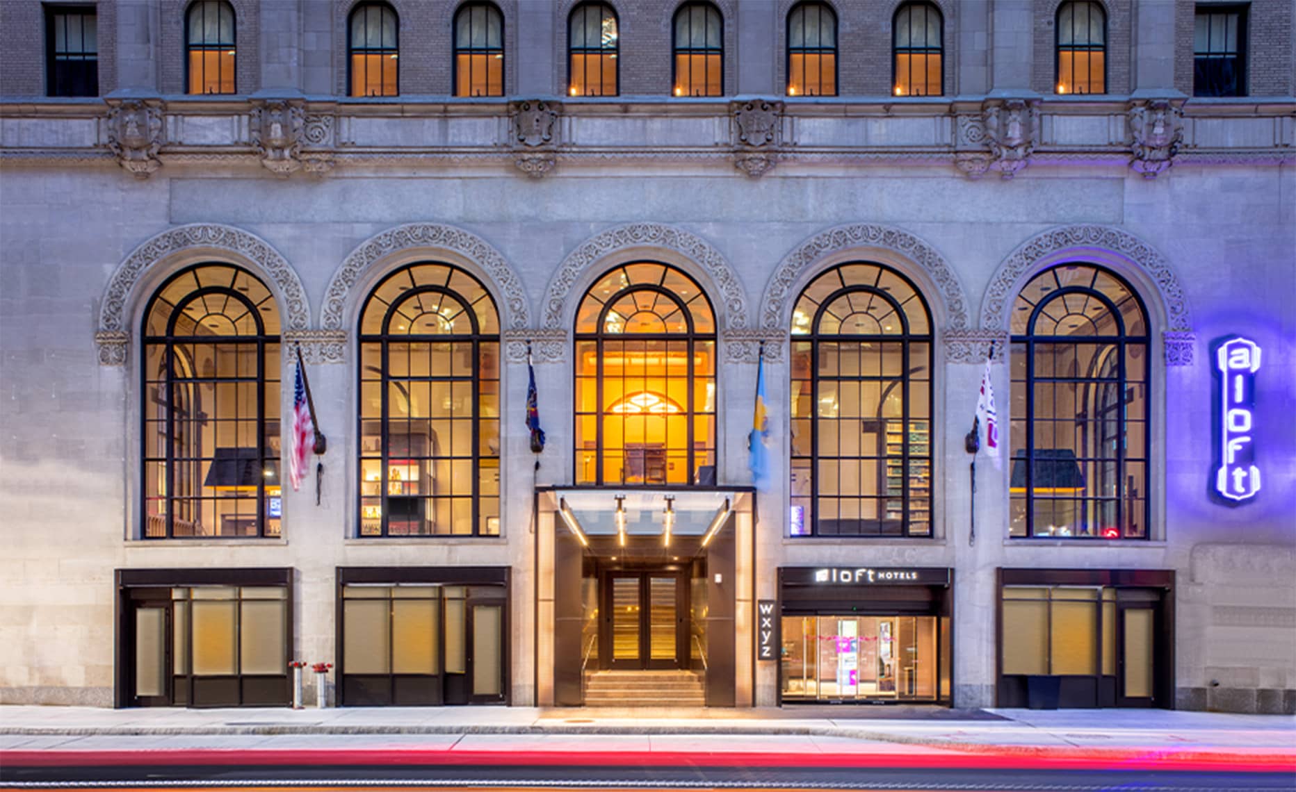 Blackney Hayes Architects Aloft Hotel Exterior View at the Entrance